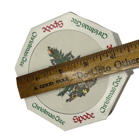 Spode Christmas Tree Coasters 2 Sets Of 4 Round Cork Bottom Ceramic Drink Mats - Picture 4 of 4